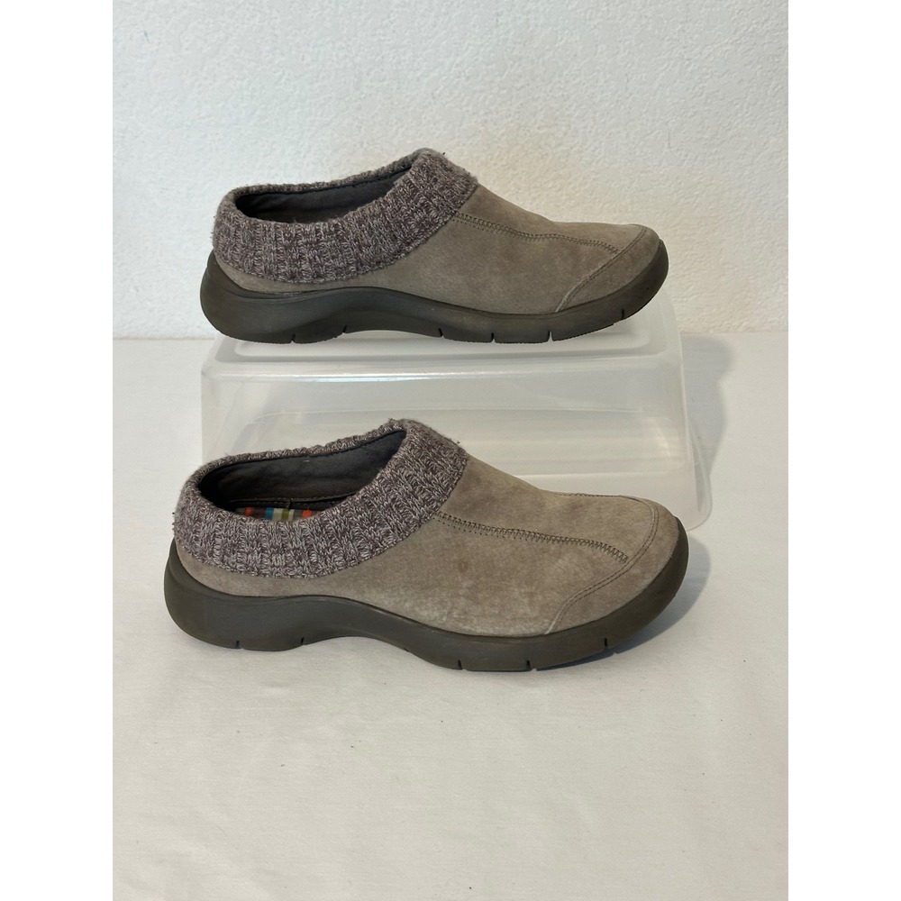 Dansko Womens Taupe Suede Knit Collar Slip Resistant Mules Clogs 41 4404162000